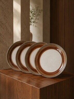 Vintage Beauceware Yukon Dinner Plates Set 4 Canada Brown Tan 10" MCM